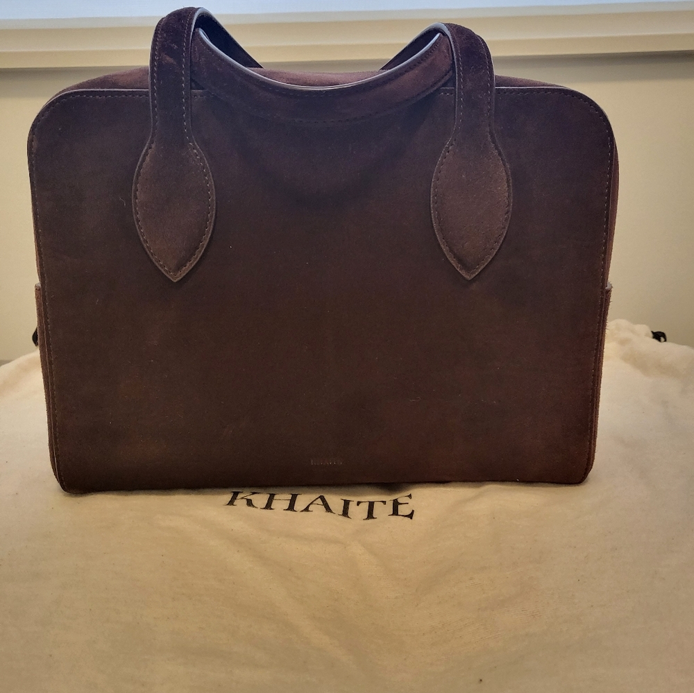 brand new KHAITE brown suede maeve bag